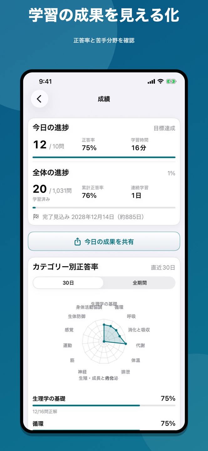 生理学 問題集のスクリーンショット 6